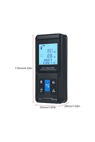 Tongxida X100 Siyah Lazer Ölçüm Cihazı - 100m Mesafe, 20 Veri Depolama, Alan/hacim/iki Nokta Ölçüm Modları