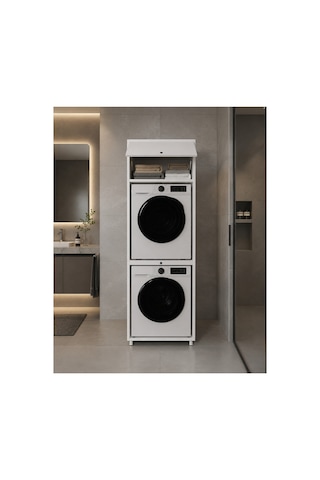 Next Çamaşır&kurutma Makinesi Dolabı Mdf Beyaz Banyo Çok Amaçlı Dolap Beyaz - 883459221 Beyaz
