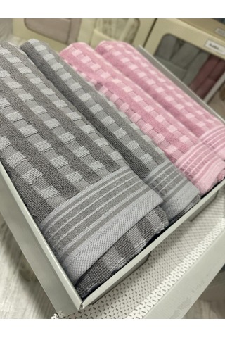 Özdilek Plus Pembe - Gri Best Set Hamam Seti Pembe Gri