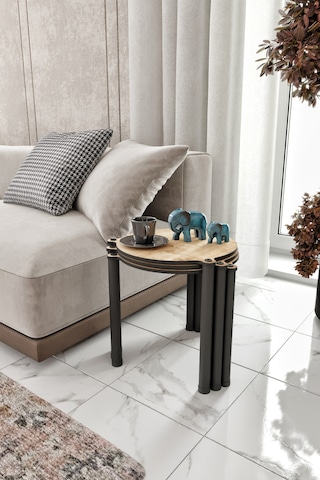 La Via Safir Meşe Yuvarlak Zigon 3 Lü Meşe