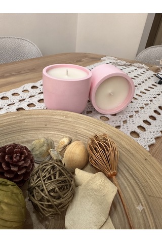 Dekoratif Beton Mum El Yapımı Pembe 300 Gr