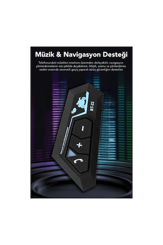 Bluetooth Mikrofonlu Kablosuz Kask İnterkom Kulaklık Rgb Led Işıklı 2 Yıl Garantili