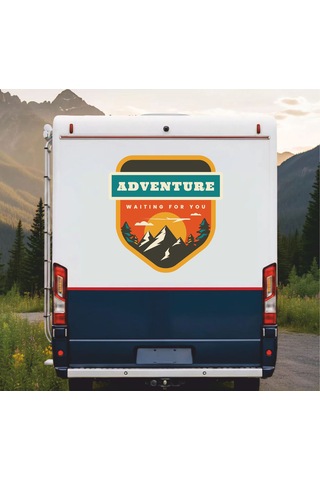 Adventure Kamp Dag Sticker - Araba Oto Motosiklet Karavan Cam Sticker - 00118 30x29 Cm