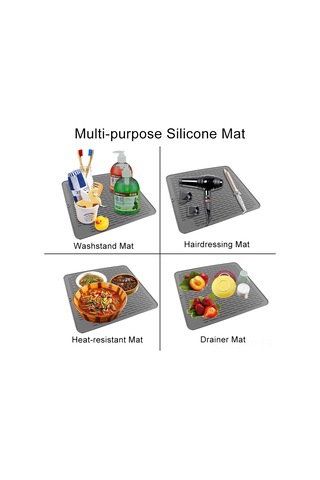 Tenfowee Büyük Boy Mutfak Silikon Sulama Pedı - Yemek Takımı Kurutma Matı - Lavabo Islak Yere Dirençli - Beyaz Beyaz