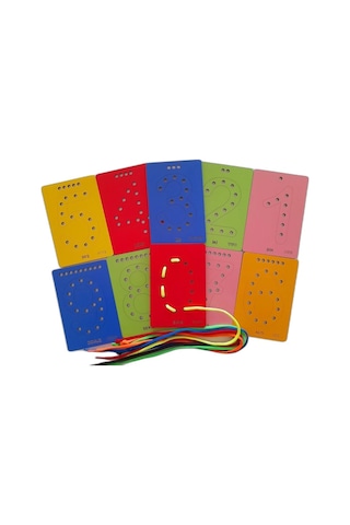 Eğitici Ahşap Rengarenk Delikli Ince Motor Beceri Geliştirici Mon