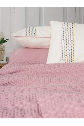 Çift Kişilik Pike Takımı Aura Pebble Pembe Pembe
