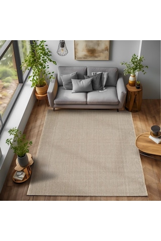 Yumuşak Bukleli Sisal Jüt Salon Oturma Odası Bej Renkli Halı Bej
