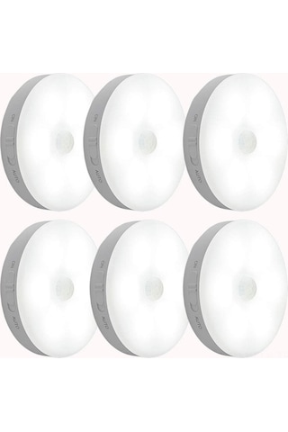 Hareket Sensörlü Usb Şarjlı Led Duvar Lambası, Dolap Aydınlatması, Akülü Gece Lambası Seti 6 Adet, Beyaz Işık Diğer Diğer