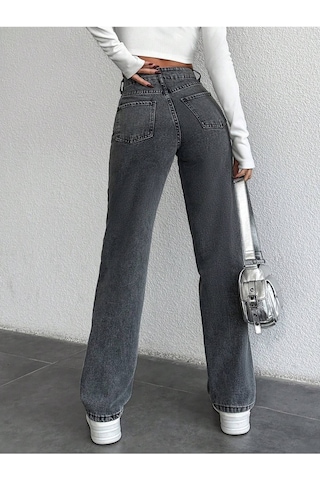 Kadın Straıght Denim Pantolon Gri