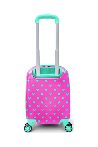 Coral High Kids Neon Pembe Su Yeşili Kalp Desenli Çocuk Valizi 16715