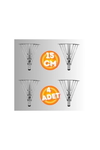 15 Cm Metal 3 Telli Koltuk Ayağı Mobilya Ayağı Ünite Ayağı Konsol Ayağı Puf Berjer Ayağı 4 Adet Krom