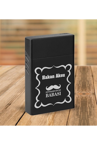 Bk Gift Kişiye Özel İsimli Baba Temalı Siyah Metal Kalem&çakmak&sigara Kutusu&kartlık-cüzdan Hediye Seti, Sevgiliye Hediye-4, Babaya Hediye, Babalar G