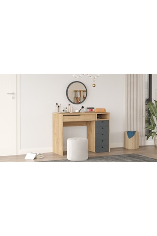 Paris Makyaj Masası Aynalı Çekmeceli Şifonyer Sepet-antrasit