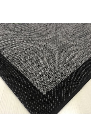 Elvey Home Jüt Sisal S9715 Vizon Siyah Kaymaz Taban Hasır Dokuma Yıkanabilir Yolluk Salon Koridor Mutfak Halısı Vizon/siyah