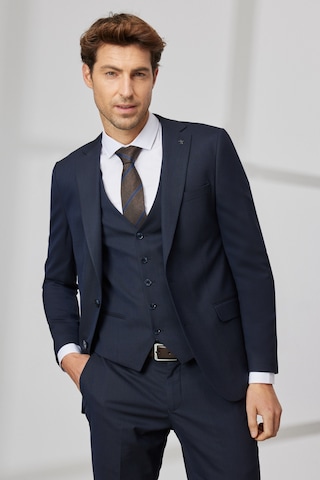 Ac&Co / Altınyıldız Classics Erkek K.lacı Slim Fit Dar Kesim Mono Yaka Desenli Yelekli Takım Elbise K.lacı Koyu Lacivert
