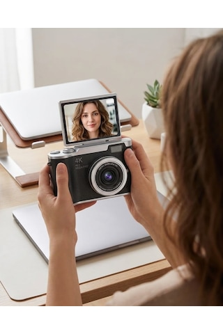 Kompakt 4k Dijital Kamera 48 Mp Sensör 8x Zoom Flip Ekran Vlog Ve Selfie Uyumlu Standart