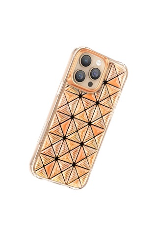 İphone 16 Pro Max Uyumlu Kılıf 3d Buz Blok Desenli Zore Paris Kairo Tpu Kapak Turuncu
