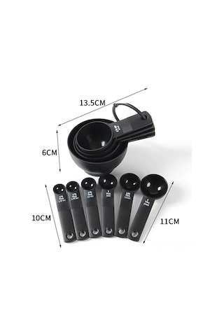 Neevoyu Siyah Pp Malzeme Ölçme Kaşığı Seti 10 Adet - Ergonomik Tutamaklı, Yığılabilir, Anti Kayma, Hassas Ölçüm, Mutfak Ve Pastacılık İçin Diğer