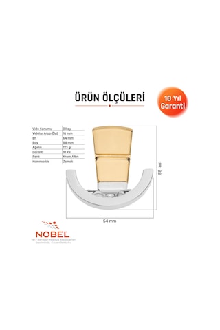 Tivist Lüks Askı, Metal, Vestiyer Askı, 123 Gr, Dolap Askılık, Duvar Askılığı, Krom Altın Vidalı 5 Adet