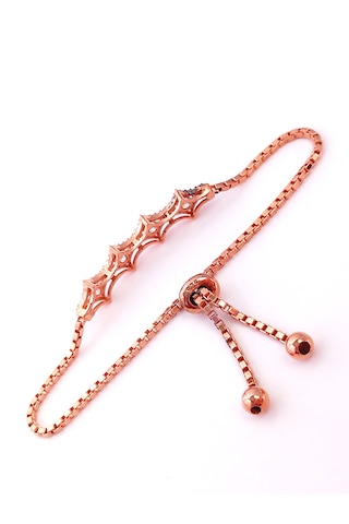 Gümüş Kutup Yıldızı Tasarım Gold Kadın Ayarlı Bileklik