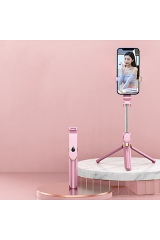 Cbtx Xt06 Canlı Güzellik Bluetooth Tripod Selfie Stick Pembe