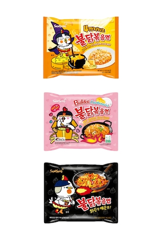 Samyang Buldak Hot Chicken Flavor Ramen 3'lü Kombo Karışık Paket Helal Samyang Buldak Hot Chicken Flavor Ramen 3'lü Kombo Karışık Paket Helal