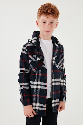 Lela Kapüşonlu Çift Cepli Ekoseli Oduncu Erkek Çocuk Gömlek Cf25W81786 Lacivert