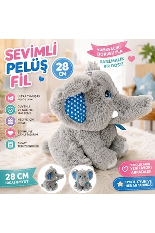 Peluş Sevimli Fil Mavi 28 Cm Sevimli Konforlu: Peluş Uyku Yastığı Sarılma Arkadaşı Dekoratif Oyuncak Çok Renkli