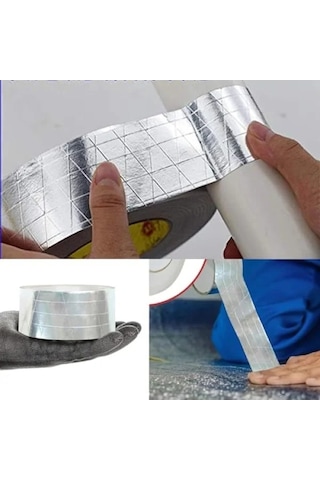 Yanmaz Yalıtım Bandı - Yapışkanlı Fiberglas Lif Takviyeli Alüminyum Folyo, 96 Mm X 25 Metre