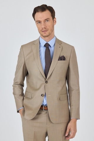 İmza Bej Mono Yaka Düz 2 Düğme Classic Yünlü Slim Fit Takım Elbise 1001250175 Bej