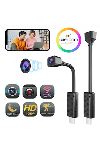 Mini Wifi Usb Kamera Esnek Tasarım Canlı İzleme Sd Karta Kayıt