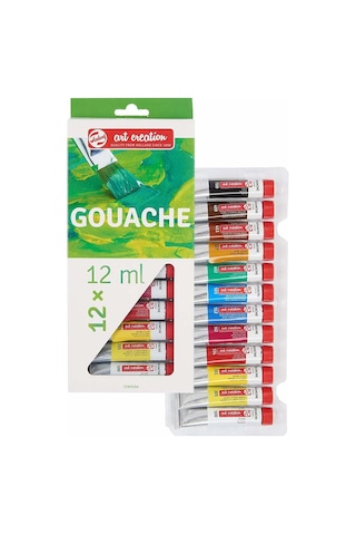 Talens 12 Renk Guaj Boya 1 Paket Art Creation Gouache Colour 12x12ml Guaj Boya Seti Canlı Renkler Tuval Resim Çok Renkli