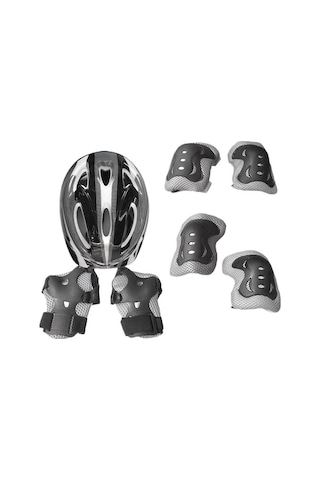 Trendooze Suntek Siyah Paten Parça Kask Dizlik Dirseklik Çocuklar Bileklik 7 + + + Lo Siyah