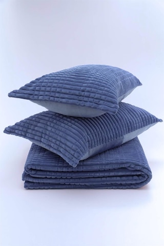 Merinos Modern Line 3 Parça Çift Kişilik Battaniye Seti Lacivert