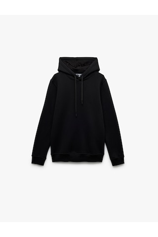 Koton Şardonlu Uzun Kollu Basic Kapşonlu Sweatshirt Siyah 6wam70015mk Siyah