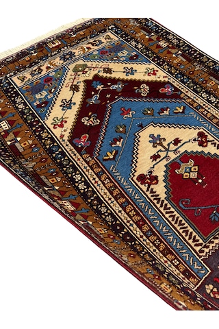 El Dokuma Sıfır Yahyalı Halısı Seccade Namazlık 105x167 Kök Boya %100 Yün Lacivert