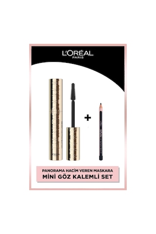 L'Oréal Paris Panorama Hacim Veren Maskara Siyah & Paradise Le Khol Mini Göz Kalemi Makyaj Seti pktlshprdsmnprds-9321 0