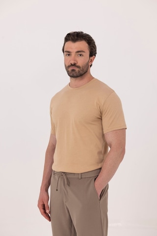 Sabri Özel Kahve %100 Pamuk Bisiklet Yaka Düz Renk Basic T-shirt