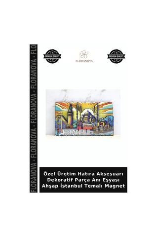 Özel Üretim Hatıra Aksesuarı Dekoratif Parça Anı Eşyası Ahşap İstanbul Temalı Magnet Çok Renkli