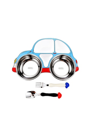 Sones 304 Paslanmaz Çelik Çocuk Araba Yemek Tabağı, Stil: Mavi