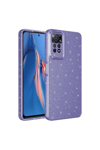 Xiaomi Redmi Note 12 Pro 4g Kılıf Kamera Korumalı Simli Lüks Zore Koton Kapak Mor