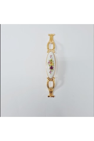 Zümre 128 Mm Metal Gold Kasa Beyaz Sarı Çiçek Desenli / 5 Adet Altın