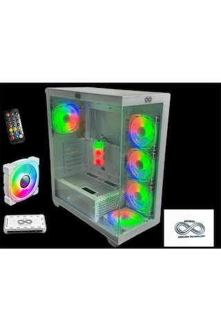 Azt201 W5 Rgb Fan Uzaktan Kumanda Temperli Cam Rgb Swıtch Beyaz Akvaryum Gamıng Kasa