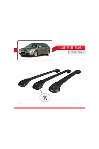 Audi A4 B6 Avant 2002-2004 Arası İle Uyumlu Ace-1 Ara Atkı Tavan Barı Siyah 3 Adet Bar