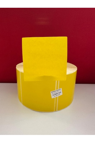 100x100mm Sarı Zemin Baskılı Vellum Etiket Rulosu 1 Rulo 24.000 Adet 1 Koli / 12 Rulo 76 Mm Masura Çapı Ribonlu Baskı 1