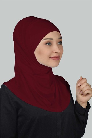 Altobeh İkili Set Pratik Eşarp Hazır Türban ve Hijab Tesettür Bonesi - Bordo