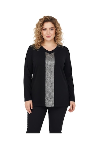 Wearon Kadın Siyah V Yaka Taşlı Bluz Bgl-st05150 Siyah