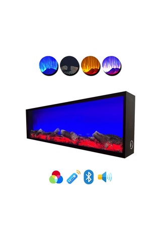 Arif Şömine Dekoratif Elektrikli Yapay Şömine - 100x35x15 Cm - Farklı Renk Modları, Kumandalı, Bluetooth