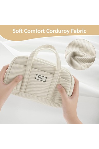 5 Bölmeli Büyük Kalem Kutusu, Fermuarlı Yumuşak Kadife Kalem Kutusu Düzenleyici, Genç Kızlar İçin Sevimli Ve Estetik Okul Malzemeleri - Bej Th