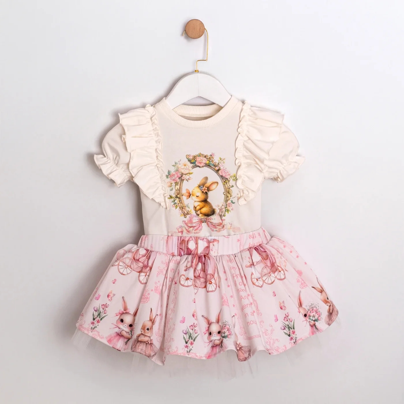 Momercy Pink Queen Kız Bebek Tişört Etek Elbise Pembe